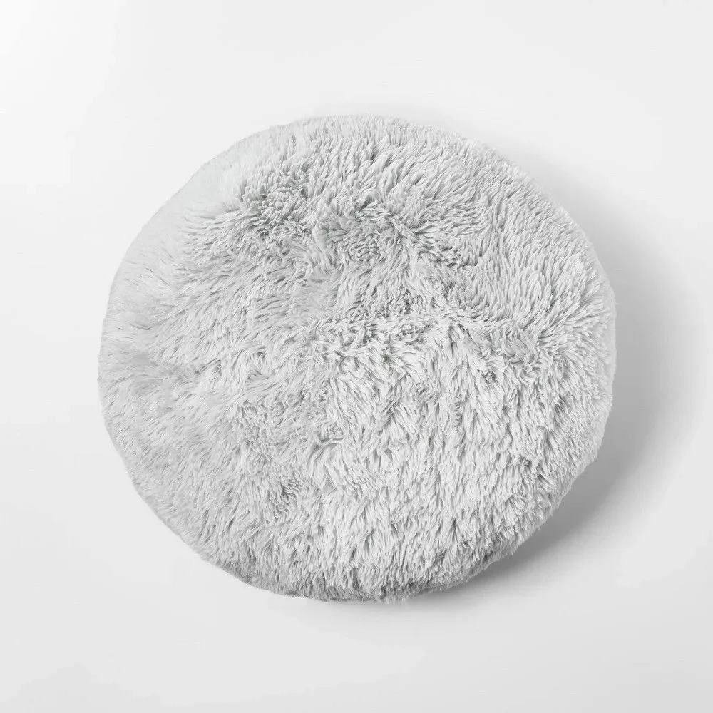 Pillowfort Kids Faux Fur Floor Pillow Gray Plush Bedroom Decor New